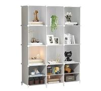 Scaffale Modulare con 12 Scomparti, Scaffali Modulare in Plastica, Scaffale con Moduli, Cubo Portaoggetti, Libreria in Plastica, per Scarpe, Vestiti, Libri, Montaggio Facile, Armadio, Bianco.