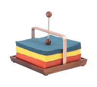 Scaffale modulare Portatovaglioli in legno. Dispenser da tavolo quadrato con barra in metallo. Ideale per il ristorante della cucina domestica. Un'aggiunta elegante per qualsiasi (Gold, 21X21X5CM)