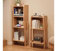 Scaffale multicolore nero con gambe alte dell'armadio, elegante libreria in legno con bordi arrotondati, unico ripiano angolare alto-basso, per libri e decorazioni (naturale 31,5 + 43)