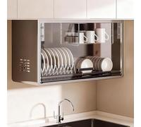 Scaffale multifunzionale per la cucina, Portaoggetti da a parete - Scolapiatti senza foratura e organizer per pensili (sottopensile o a parete)(Gunmetal Gray,54*26*34cm/21.3*10.2*13.4in)