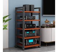 Scaffale multimediale a 5 ripiani regolabili con ruote supporto stereo | Cinque ripiani spaziosi for organizzare apparecchiature audio-video e dispositivi multimediali(Brown)