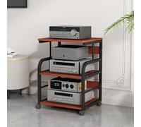 Scaffale multimediale audio-video a 3 livelli con ripiani in legno, supporto per CD/giradischi, ricevitore stereo/armadio per apparecchiature AV per giochi, sale riunioni, soggiorni, sale di