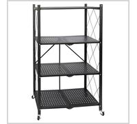 SCAFFALE MULTIUSO 4 RIPIANI RICHIUDIBILI METALLO NERO INDUSTRIAL STYLE h124 cm