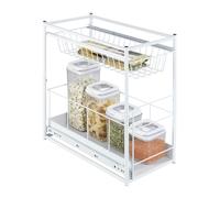 SCAFFALE ORGANIZER 2C SOTTOLAVELLO ARMADIO CUCINA BAGNO METALLO WANJA BIANCO