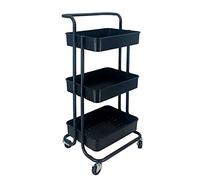 Scaffale organizer a 3 ripiani da cucina carrello portaoggetti multistrato carrello portaoggetti carrello portaoggetti su ruote Utility carrello in metallo scaffale auto scaffale unità (colore: nero)