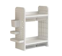 Scaffale organizer da scrivania a 2 ripiani, multifunzione, con pannello forato per casa, ufficio, cucina, bagno, design moderno e soluzione pratica per riporre oggetti