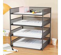 Scaffale organizer da scrivania, piccola libreria autoportante per l'organizzazione dei file, soluzione di archiviazione desktop in metallo