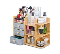Scaffale Organizer in Bambù con 3 Cassetti e Ripiani Modulabili