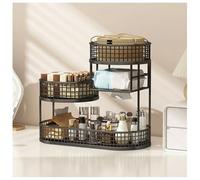 Scaffale organizer per cosmetici da toeletta, 3/4 strati, per cucina, portaspezie, da bagno, per dispensa, armadietto, cucina, ufficio, scrivania, mensole angolari (nero, piccolo-3)