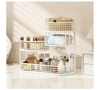 Scaffale organizer per cosmetici da toeletta, 3/4 strati, per cucina, portaspezie, da bagno, per dispensa, armadio, cucina, ufficio, scrivania, mensole angolari (bianco, piccolo-3)