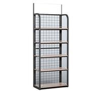 Scaffale organizer per snack, espositore per panetteria in acciaio resistente e legno, scaffale per snack per vetrine, fiere, fornitori, centri commerciali, mercati