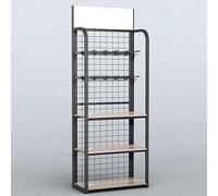 Scaffale organizer per snack, espositore per panetteria in acciaio resistente e legno, scaffale per snack per vetrine, fiere, fornitori, centri commerciali, mercati