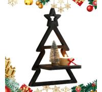 Scaffale per albero di Natale - Supporto portaoggetti in legno a più livelli, espositore per vacanze, decorazione per la casa, cornice decorativa in legno, organizzatore stagionale rustico, base d