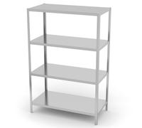 HENDI Scaffale portaoggetti, scaffale da cucina, scaffale di stoccaggio, a 4 ripiani, avvitato, con piedini regolabili, max. 70 kg per ripiano, da montare, 800x400x(H)1800 mm, acciaio inox