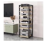 Scaffale per audio - Armadio multimediale regolabile in altezza con rotelle per l'intrattenimento del soggiorno, soluzioni per piccoli spazi