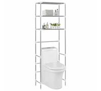 Scaffale per Bagno con 3 Ripiani Argento 53x28x169 cm