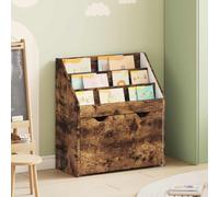 Scaffale per bambini in legno di quercia affumicata, 60 x 29,5 x 69 cm, con cassetto, spazio per libri, riviste, riviste, opuscoli, per la cameretta dei bambini