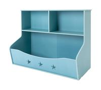 Scaffale per bambini, libreria, portariviste, colore: azzurro | Pannello in PVC con bordi arrotondati; capacità di carico di 50 kg, altezza 61,5 cm, due scomparti e un ripiano superiore