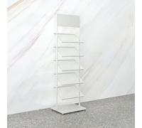 Scaffale per campioni di materiale da costruzione Espositore per piastrelle in legno autoportante, espositore per piastrelle in metallo a 5 strati con design a deflettore(White 5-Tier,L 47cm/18.5in)