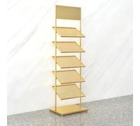 Scaffale per campioni di materiale da costruzione Espositore per piastrelle in legno autoportante, espositore per piastrelle in metallo a 5 strati con design a deflettore(Gold 5-Tier,L 47cm/18.5in)