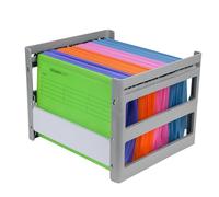 Scaffale per cartelle sospese in plastica grigia, formato A4, per ufficio e studio, organizzazione dati ospedalieri, dimensioni: 37x30x25 cm, con portadocumenti separato