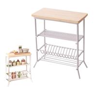 Scaffale per casa delle bambole Espositore a 4 livelli in scala 1/12 per mini piatti Barattoli di spezie Accessori per la conservazione della cucina, Cucina della casa delle bambole