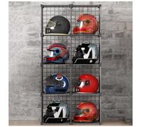 Scaffale per casco da moto, armadietto impilabile in metallo, contenitori portaoggetti a griglia metallica, scatola organizer per cappelli, ideale per caschi, indumenti, borse per scarpe