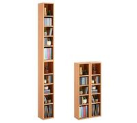 Scaffale per CD DVD Blueray in faggio - Ripiano multimediale in due pezzi, supporto per CD con 10 scomparti per un massimo di 160 CD, 20 x 187 cm (larghezza x altezza)