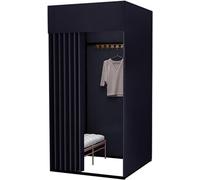 Scaffale per espositori spogliatoio quadrato rimovibile con tende oscuranti e telaio resistente, cabina per la privacy nello spogliatoio (nero, 100 x 100 x 200 cm)