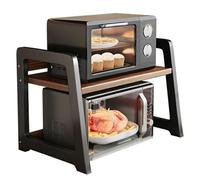 Scaffale per forno a microonde con ripiano per tostapane, grande bancone da cucina, portaspezie e supporto per stampante, per utensili da cucina e conservazione dei piatti