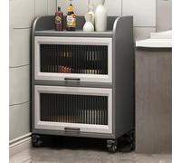 Scaffale per forno a microonde con ruote girevoli, armadietto da cucina autoportante, scaffale in legno con porta a ribalta, credenza da buffet per spezie e piatti