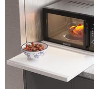 Scaffale per forno a microonde, ripiano estraibile con abbassamento automatico ed estensione completa per l'organizzazione della cucina, struttura in acciaio al carbonio