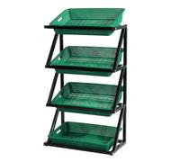 Scaffale per Frutta e Verdura Verde a Fila Singola/Doppia, espositore per scaffali per Snack, Altezza 110-140 cm, per mercati agricoli, da Pavimento, Organizer per cestini per Negozi al Dettaglio, c