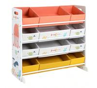 Scaffale per Giocattoli, Mobile Cameretta con 12 Contenitori in Tessuto TNT per Giochi e Libri, Organizzatore Giochi per Bambini, Stanza dei Giochi, Multiuso, Bianco GUARDA MAMMA COME SONO BRAVO! Aver