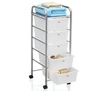 Scaffale per il bagno carrello Roll container Gina, con 5 cassetti trasparenti e struttura in metallo cromato