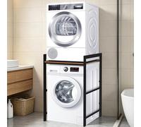 Scaffale per Incolonnamento Lavatrice e Asciugatrice,3 Regolabili in Altezza Supporto lavatrice Asciugatrice,Base Per Lavatrice Capacità Di Carico 300kg,Ideale Per Bagno (Nero-b, 75x65x105cm)