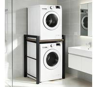 Scaffale per Incolonnamento Lavatrice e Asciugatrice, Supporto Asciugatrice sopra Lavatrice - Carico 350kg, 3 Regolabili In Altezza Mobiletto Lavatrice Asciugatrice per Bagno Lavanderia (Nero)