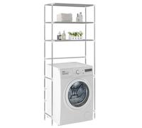 Scaffale per Lavatrice con 3 Ripiani Argento 69x28x169 cm