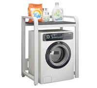 Scaffale per lavatrice con ripiano per lavanderia, per bagno e lavanderia, bianco/grigio, soluzione salvaspazio per la casa