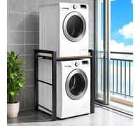 Scaffale per lavatrice, lavatrice e asciugatrice, armadietto per lavatrice con 3 regolabili in altezza, capacità di carico 350 kg, torre di lavaggio 75 x 67 x 105 cm (nero)