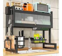 Scaffale per lavello da cucina, da appoggio, per lavello, mobiletto multifunzionale, antipolvere, con anta, per riporre i piatti, scolapiatti Ferro