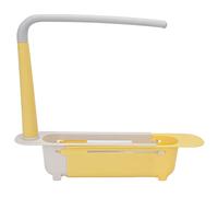 Scaffale per Lavello Telescopico, Organizzatore per Lavello in PP di Grande Capacità Regolabile in Lunghezza con Vassoio, Supporto per Cestello di Scarico Espandibile per Lavello da Cucina, 5(giallo)