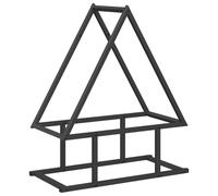 Scaffale per legna da ardere, colore nero, in acciaio laminato a freddo, 50 x 25 x 60 cm, robusto scaffale per legna da ardere con grande capacità, per soggiorno, giardino, terrazza, salvaspazio e