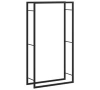 Scaffale per legna da ardere, colore nero opaco, in acciaio, 80 x 28 x 154 cm, robusto scaffale per legna da ardere per soggiorno e giardino, salvaspazio, resistente alle intemperie, ideale per
