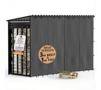 Scaffale per legna da ardere esterno in metallo con tetto, 300 x 105 x 185 cm, per 1 m, 33 cm, 25 cm, per legna da ardere zincata, 3 m, resistente alle intemperie, per esterni, supporto in legno da 5