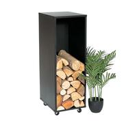 DanDiBo Scaffale per legna da ardere, interno in metallo, nero, 85 cm, con ruote, 96359