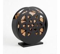 Scaffale per legna da ardere supporto rotondo in metallo cesto di legna da so...