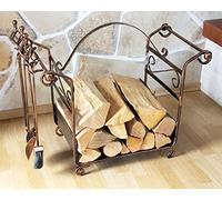 Scaffale per Legna da Camino con attizzatoio Art.183 Porta-Legna da Camino 77 cm Cesto per Legna Set-Camino