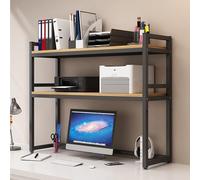 Scaffale Per Libreria Da Appoggio Regolabile, Libreria Da Tavolo A 2 Livelli Per Scrivania Del Computer, Supporto Per Stampante Da Scrivania, Espositori Per Ripiani Da Scrivania Aperti(Size:105CM)