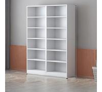 Scaffale per libri da pavimento bianco con pannello posteriore, ripiani alti e aperti, ideale per esposizione ad angolo, libreria multiscena per casa e ufficio (modello A100)